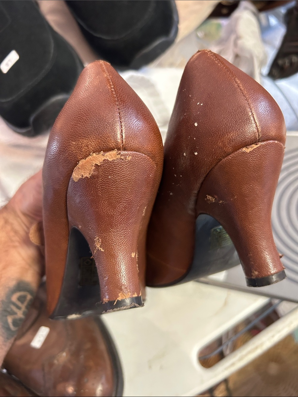 Crown Vintage Brown Leather Mary Jane Flats with Button Straps - Picture 7 of 7